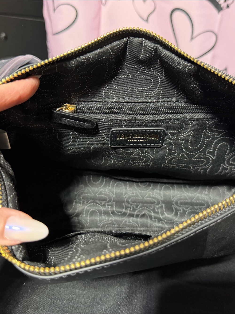 True Religion Black Studded Shoulder Bag with Gold Plaque - Picture 5 of 7